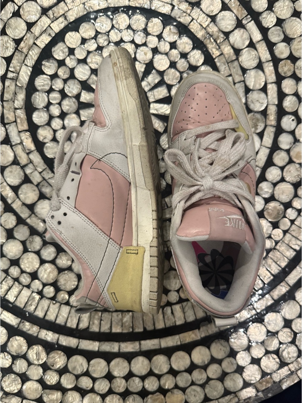 NIKE Pink and Yellow Dunk Low